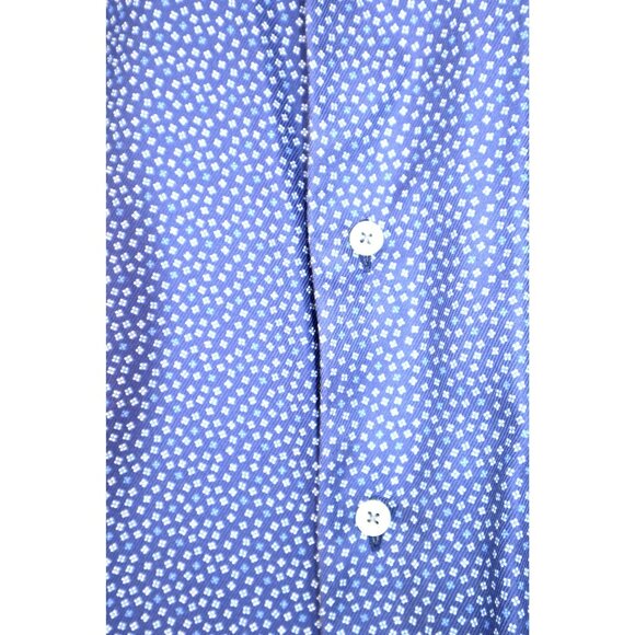 David Donahue Men’s Shirt Blue Cotton Long Sleeves Business Preppy Classic - Picture 6 of 8